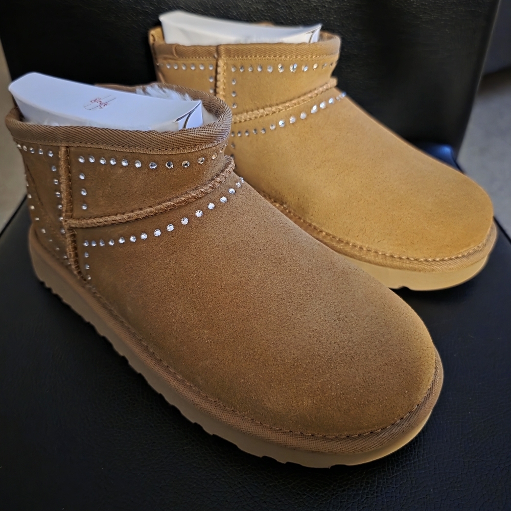UGG Classic Ultra Mini Bling Boots(chestnut)